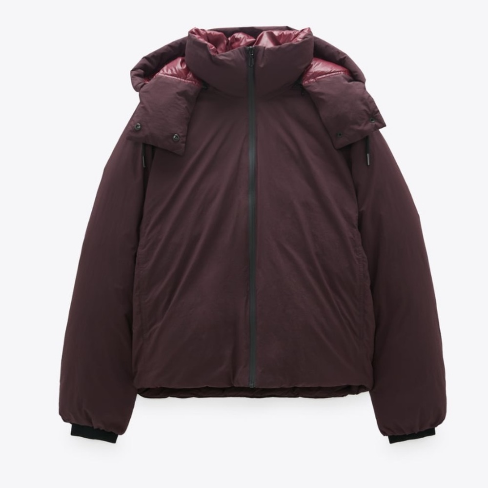 Zara Limited Edition Down Coat Burgundy